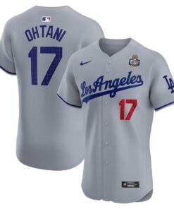 Shohei Ohtani 17 Los Angeles Dodgers 2024 World Series Road Elite Player Men Jersey - Gray