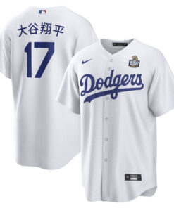 Shohei Ohtani 17 Los Angeles Dodgers Home 2024 World Series Japanese Lettering Men Jersey - White