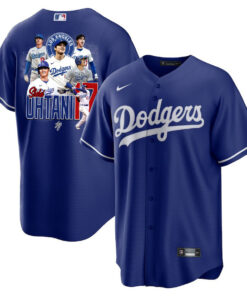 Shohei Ohtani 17 Los Angeles Dodgers Signed Collage Arts 2023 Alternate Men Jersey - Royal