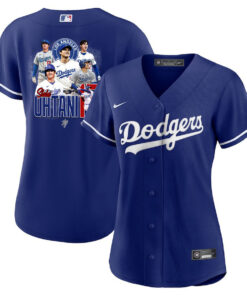 Shohei Ohtani 17 Los Angeles Dodgers Signed Collage Arts 2023 Alternate Women Jersey - Royal