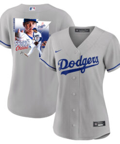 Shohei Ohtani 17 Los Angeles Dodgers Signed Greatest Sho On Earth 2023 Road Women Jersey - Gray