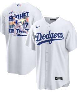 Shohei Ohtani 17 Los Angeles Dodgers Signed Homerun 2023 Home Men Jersey - White