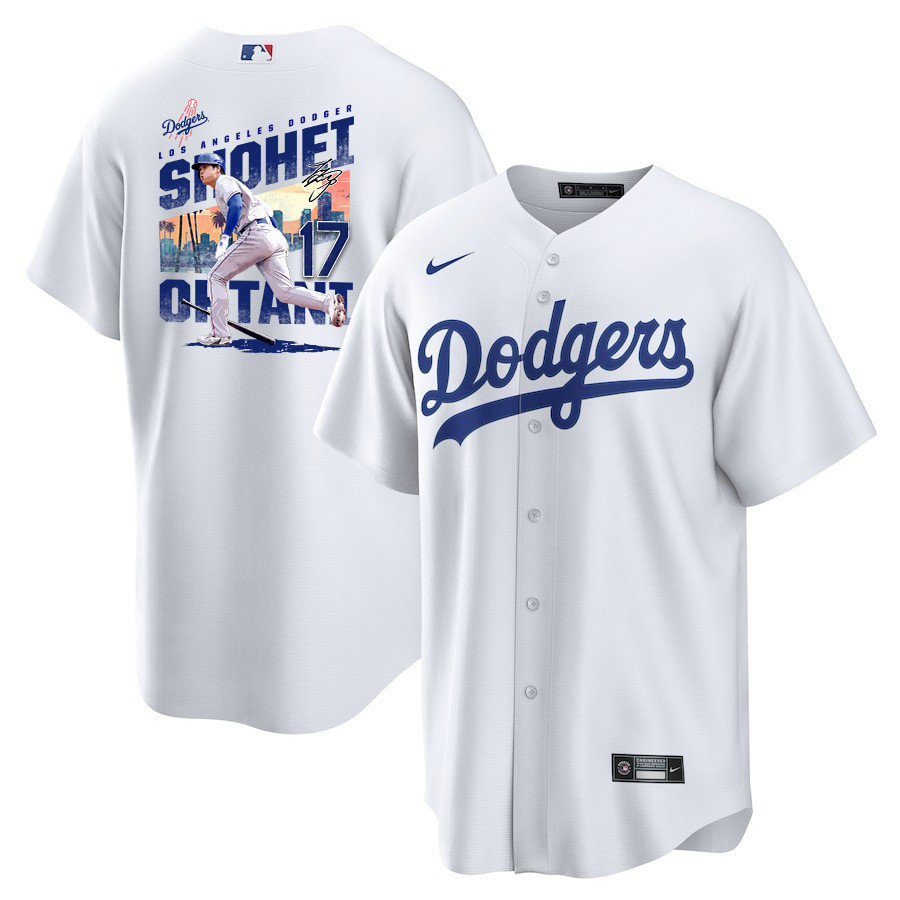 Shohei Ohtani 17 Los Angeles Dodgers Signed Homerun 2023 Home Men Jersey - White