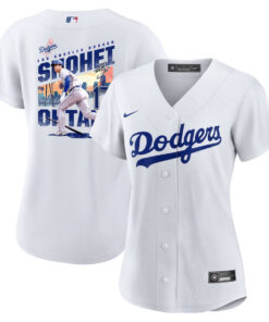 Shohei Ohtani 17 Los Angeles Dodgers Signed Homerun 2023 Home Women Jersey - White