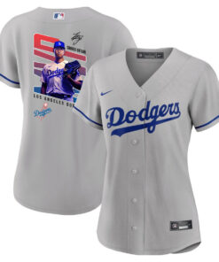 Shohei Ohtani 17 Los Angeles Dodgers Signed MVP 2023 Road Women Jersey - Gray