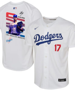 Shohei Ohtani 17 Los Angeles Dodgers Signed MVP 2023 Youth Home Jersey - White