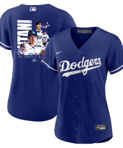 Shohei Ohtani 17 Los Angeles Dodgers Signed Name 2023 Alternate Women Jersey - Royal