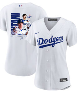 Shohei Ohtani 17 Los Angeles Dodgers Signed Name 2023 Home Women Jersey - White