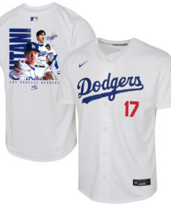Shohei Ohtani 17 Los Angeles Dodgers Signed Name 2023 Youth Home Jersey - White