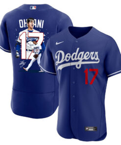 Shohei Ohtani 17 Los Angeles Dodgers Signed Number 2023 Alternate ELITE Jersey - Men Royal Jersey