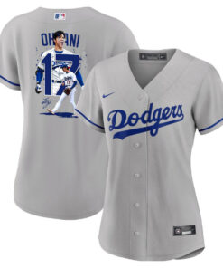 Shohei Ohtani 17 Los Angeles Dodgers Signed Number 2023 Road Women Jersey - Gray