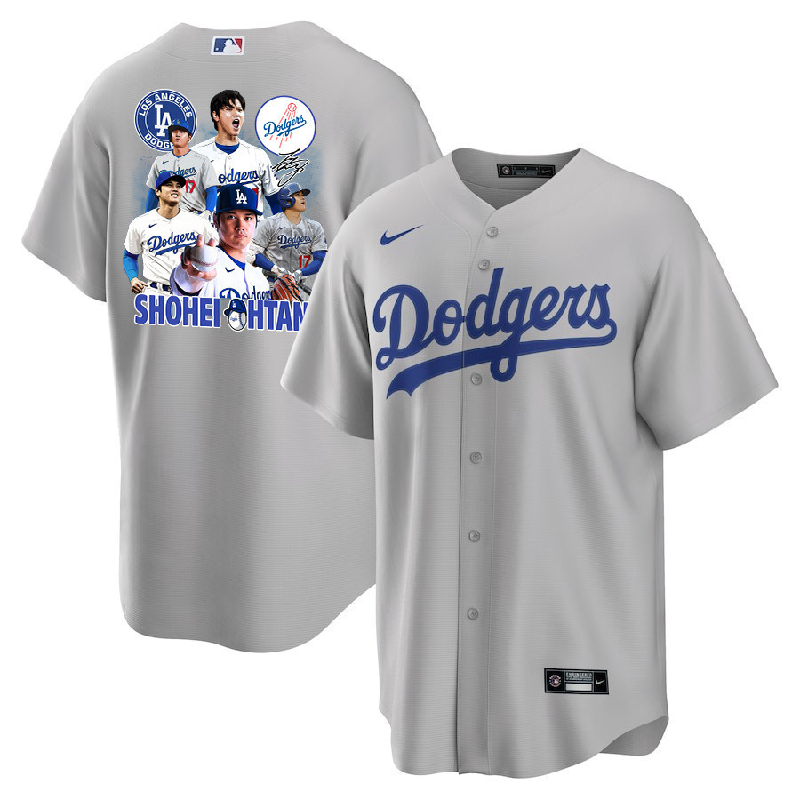 Shohei Ohtani 17 Los Angeles Dodgers Signed Sho King 2023 Road Men Jersey - Gray