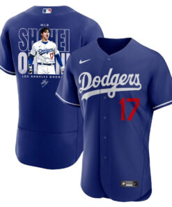 Shohei Ohtani 17 Los Angeles Dodgers Signed ShoTime 2023 Alternate ELITE Jersey - Men Royal Jersey