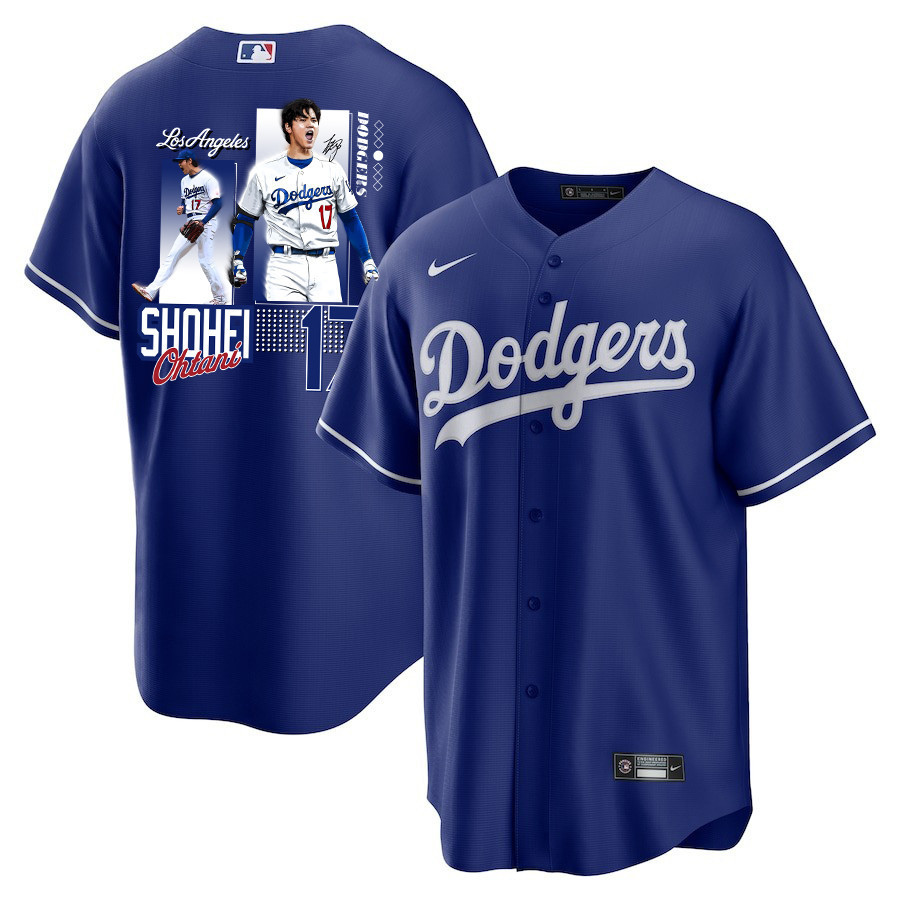 Shohei Ohtani 17 Los Angeles Dodgers Signed Welcome To The Sho 2023 Alternate Men Jersey - Royal