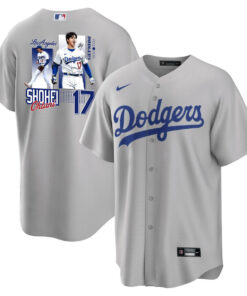 Shohei Ohtani 17 Los Angeles Dodgers Signed Welcome To The Sho Men Jersey - Gray