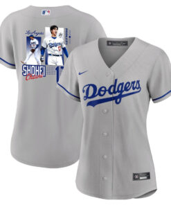 Shohei Ohtani 17 Los Angeles Dodgers Signed Welcome To The Sho Women Jersey - Gray