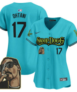 Shohei Ohtani 17 Los Angeles Dodgers Snoop Dogg Women Jersey - Aqua