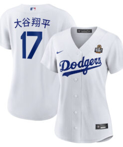 Shohei Ohtani 17 Los Angeles Dodgers Women's Home 2024 World Series Japanese Lettering Jersey - White