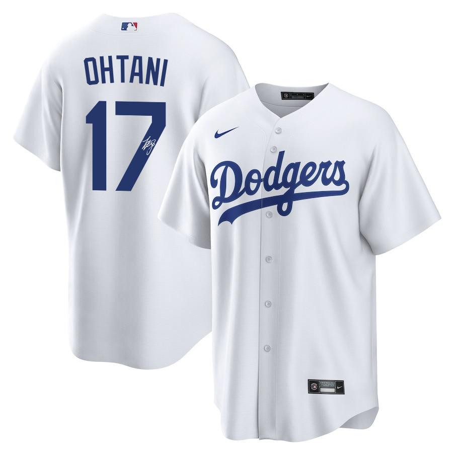 Shohei Ohtani 17 Signature Los Angeles Dodgers Home Jersey - Men White Jersey