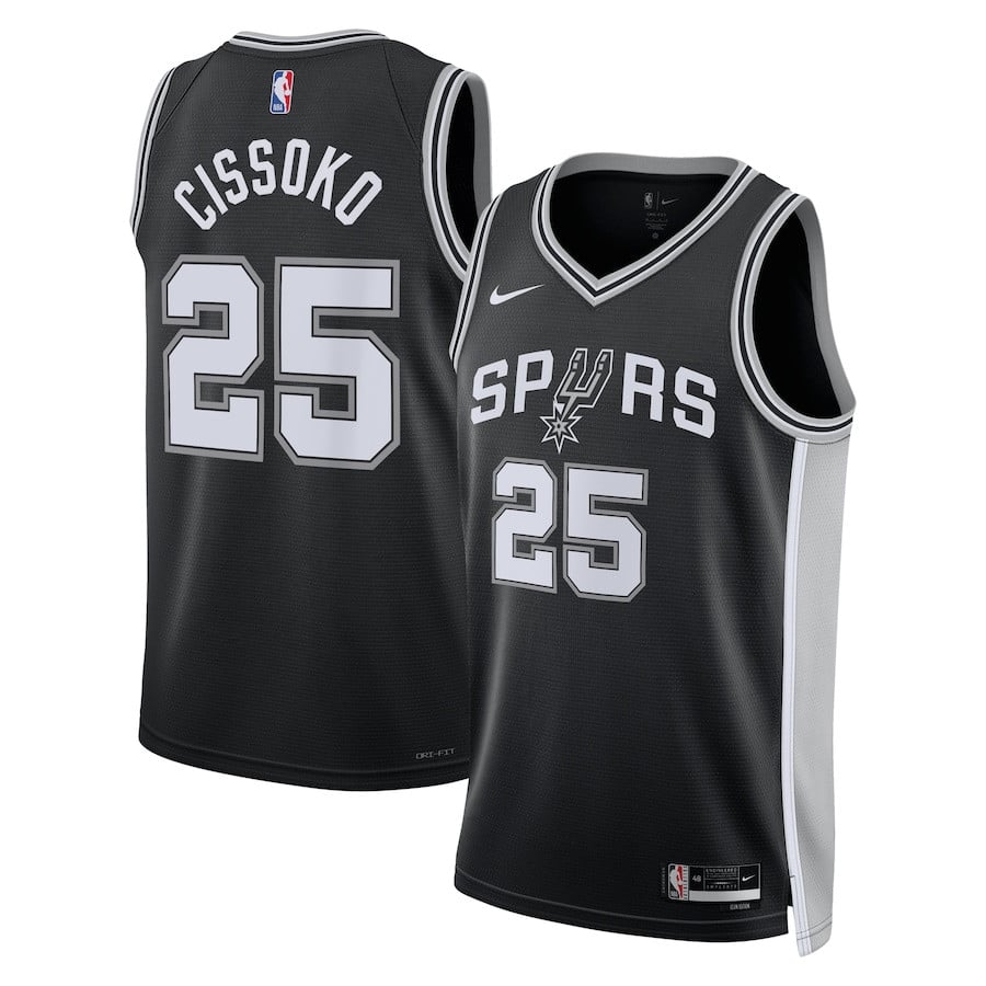 Sidy Cissoko 25 San Antonio Spurs Unisex Swingman Jersey - Icon Edition - Black - JS879