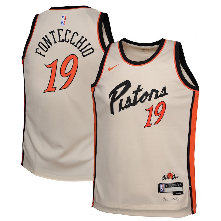 Simone Fontecchio 19 Detroit Pistons 2024/25 Swingman Player YOUTH Jersey - City Edition - Cream - JS542