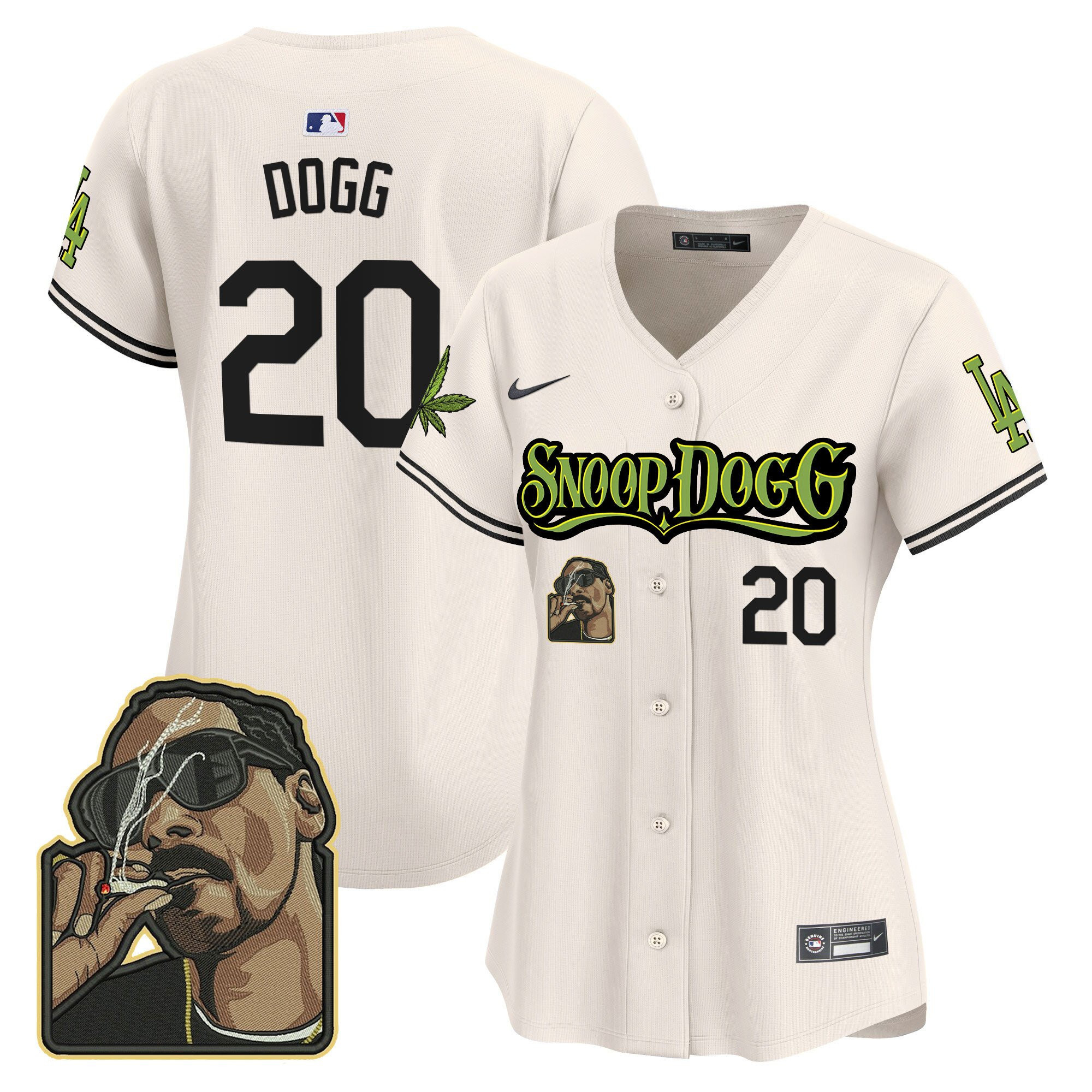 Snoop Dogg 20 Los Angeles Dodgers Snoop Dogg Women Jersey - Cream