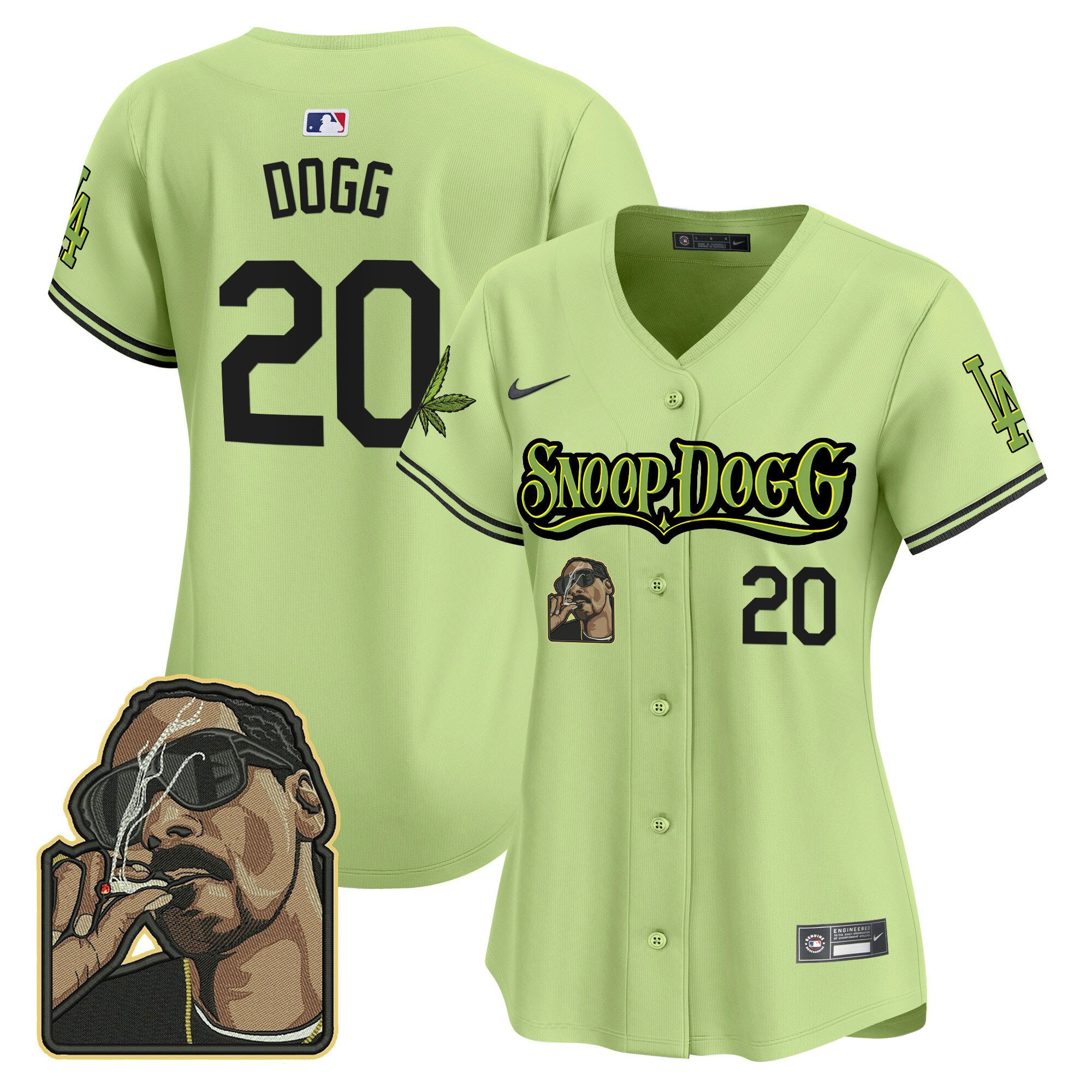 Snoop Dogg 20 Los Angeles Dodgers Snoop Dogg Women Jersey - Light Green