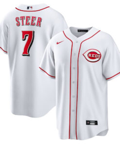 Spencer Steer 7 Cincinnati Reds Home Men Jersey - White