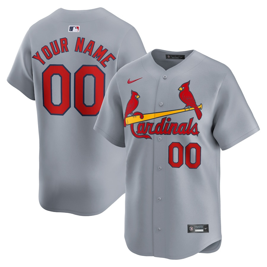 St. Louis Cardinals Away Limited Custom Men Jersey - Gray
