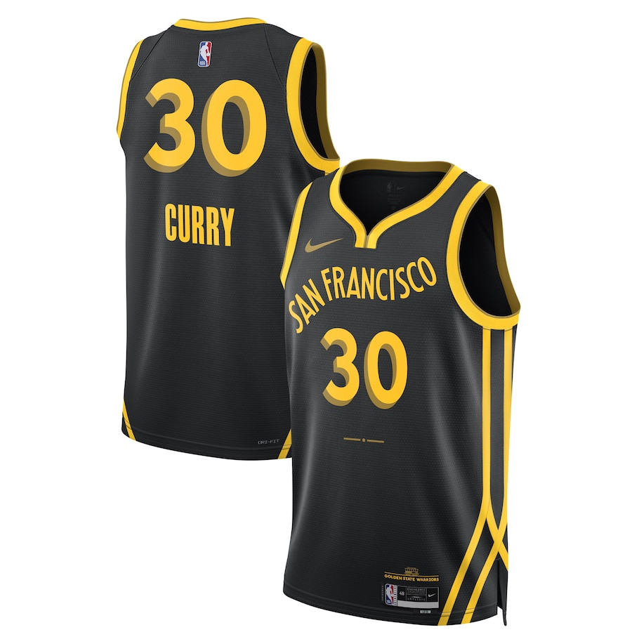 Stephen Curry 30 Golden State Warriors 2023/24 Swingman Jersey - City Edition - Unisex Black - JS859