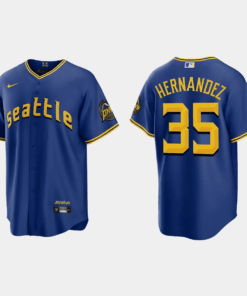 Teoscar Hernandez 35 Seattle Mariners 2023 City Connect Game Jersey - Royal
