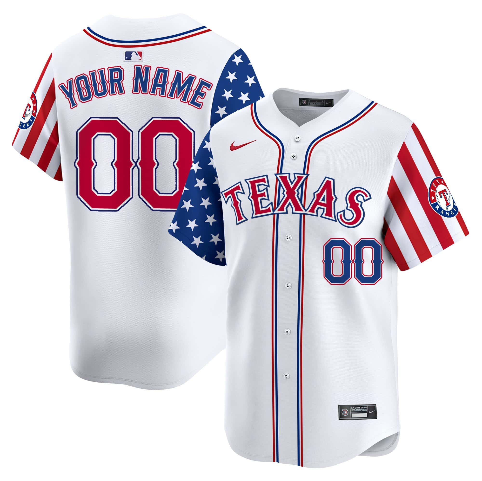 Texas Rangers 2024 Independence Day Vapor Premier Limited Custom Jersey V2