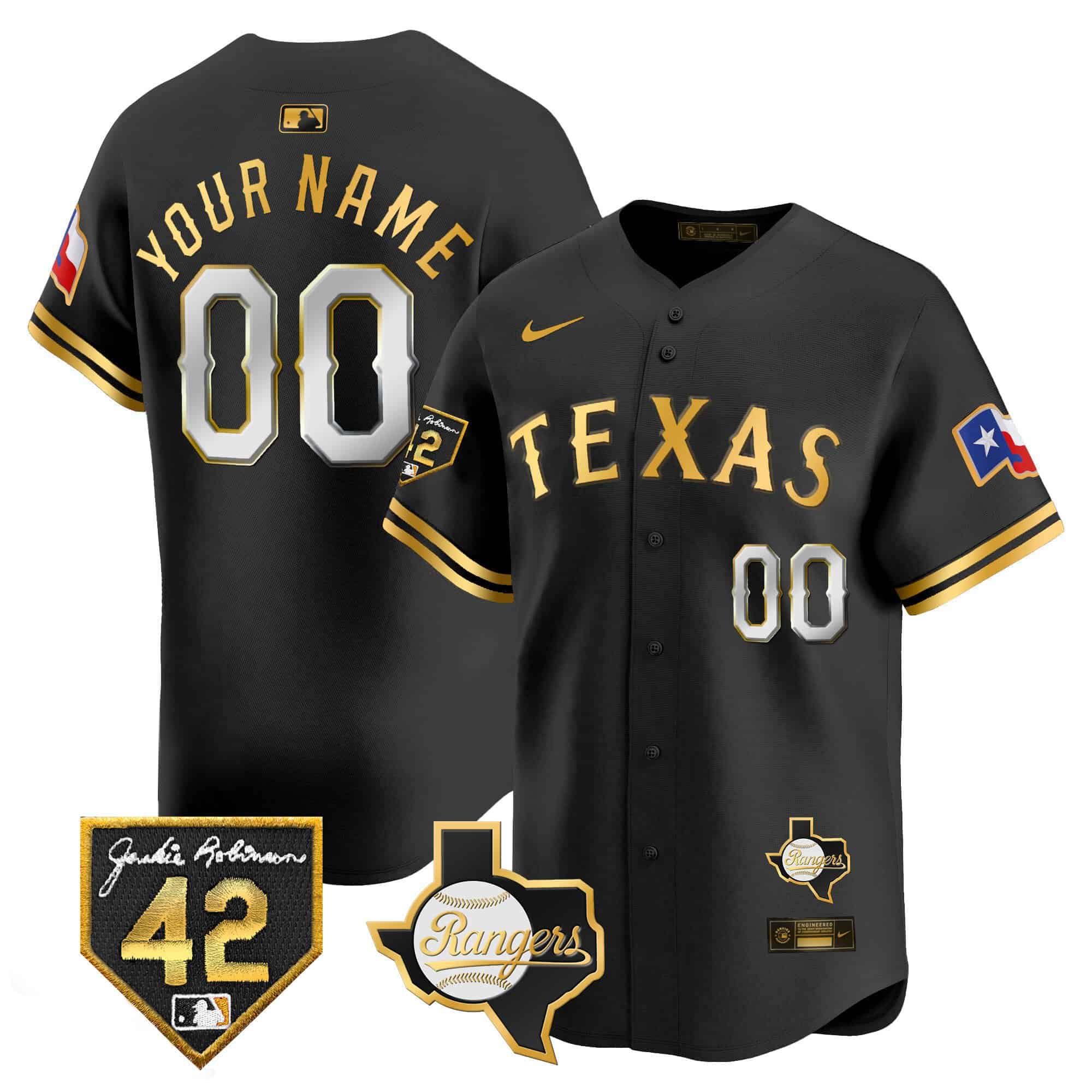 Texas Rangers 2024 Jackie Robinson Patch Vapor Premier Limited Custom Jersey