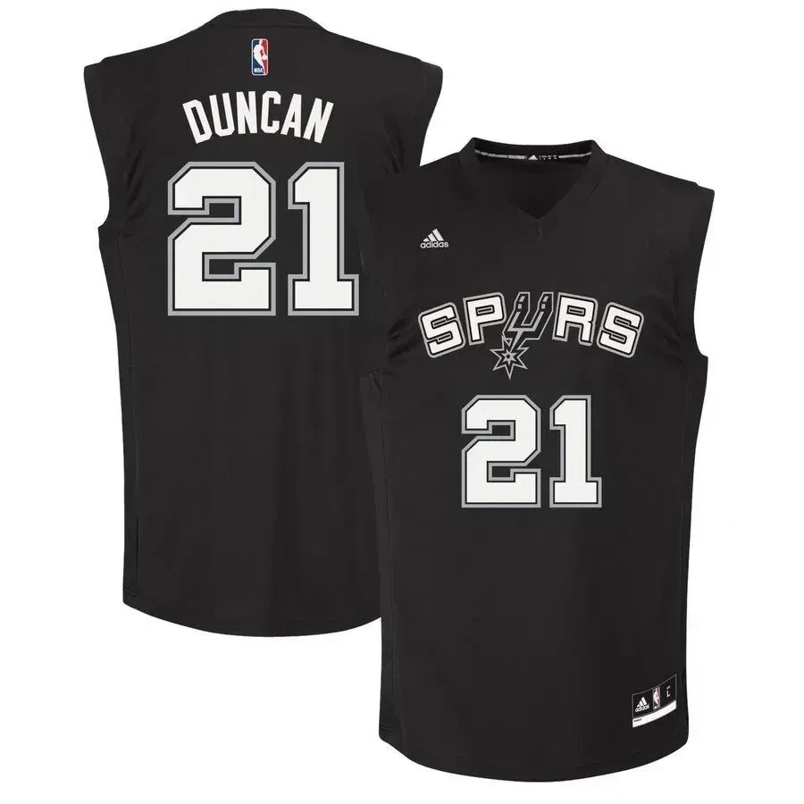 Tim Duncan San Antonio Spurs Fashion Jersey - Black - JS379