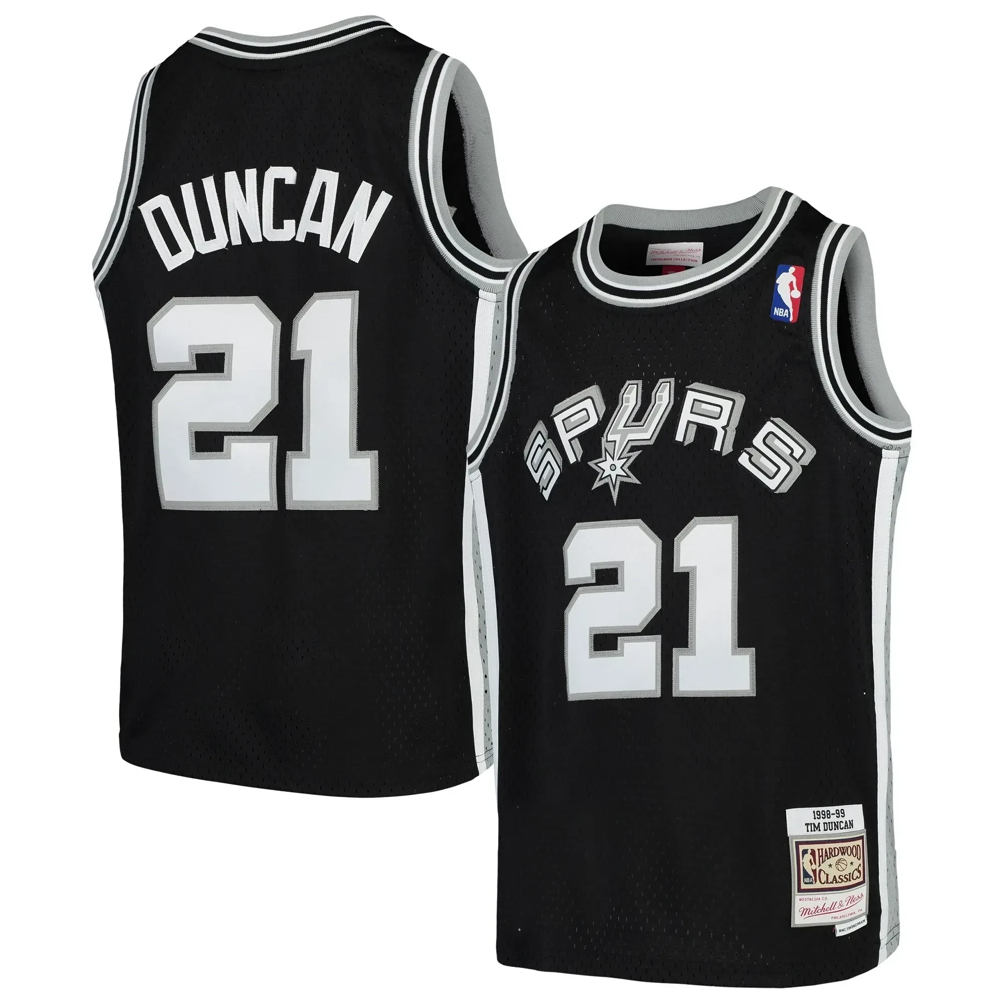Tim Duncan San Antonio Spurs Mitchell & Ness Youth Swingman Throwback Jersey - Black - JS870