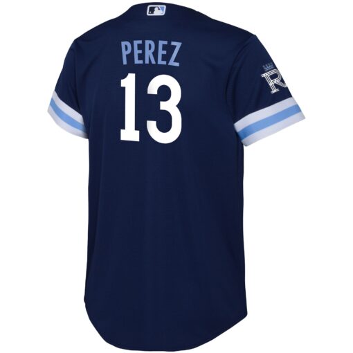 Toddler Kansas City Royals Salvador Perez Navy City Connect Player Jersey - Image 3