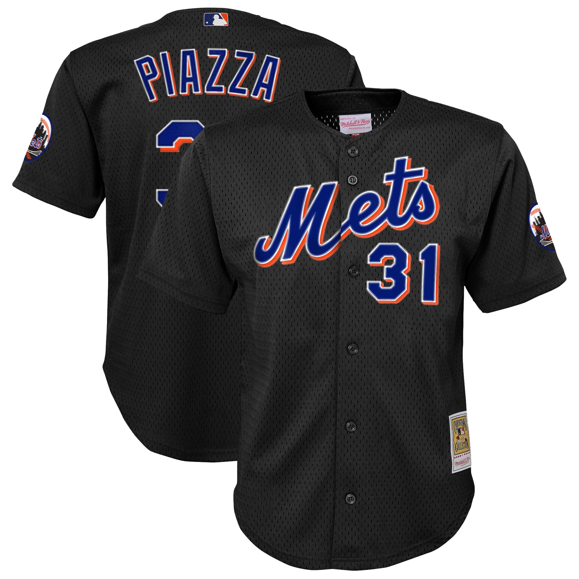 Toddler New York Mets Mike Piazza Mitchell & Ness Black Cooperstown Collection Mesh Batting Practice Jersey