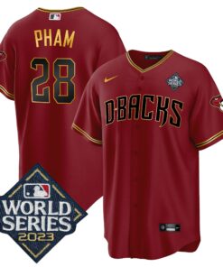 Tommy Pham 28 Arizona Diamondbacks 2023 World Series Men Jersey - Crimson Gold