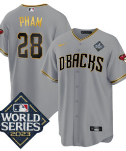 Tommy Pham 28 Arizona Diamondbacks 2023 World Series Men Jersey - Gray Gold