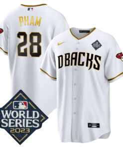 Tommy Pham 28 Arizona Diamondbacks 2023 World Series Men Jersey - White Gold