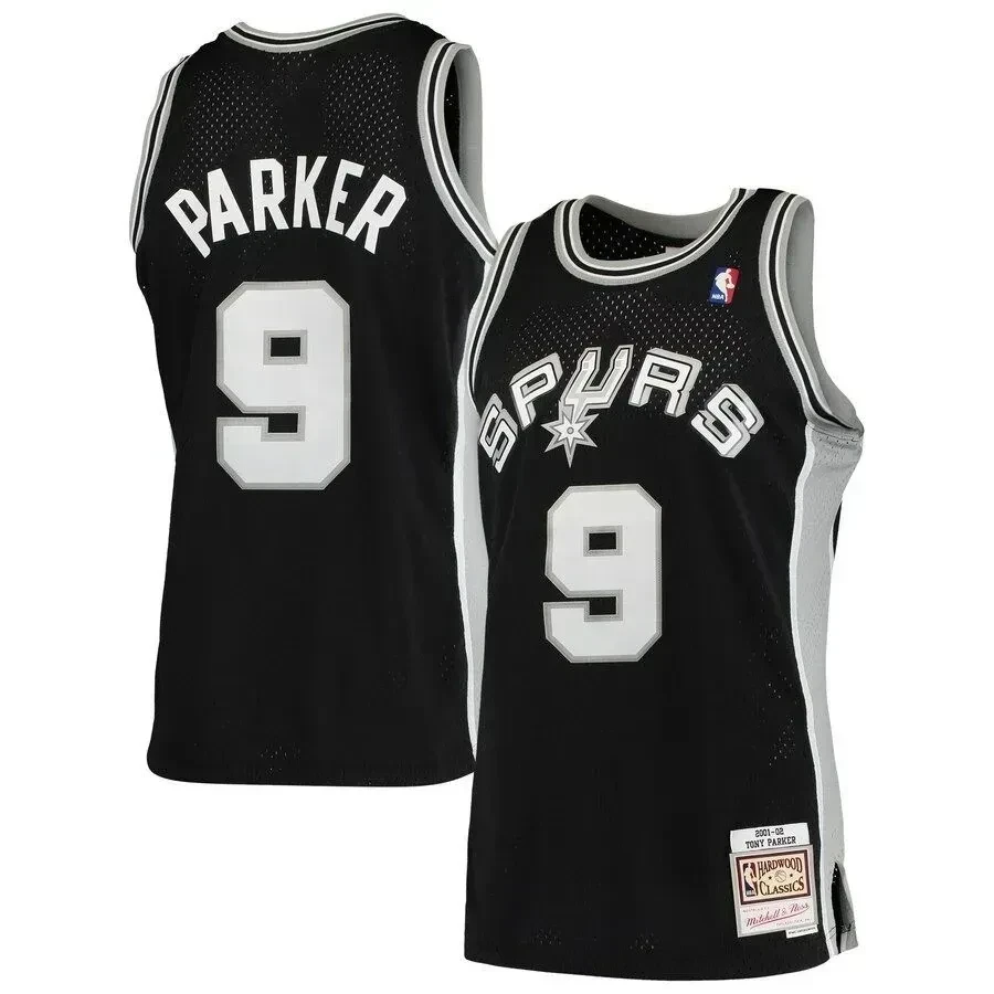 Tony Parker 9 San Antonio Spurs Mitchell & Ness 2001-02 Hardwood Classics Swingman Jersey - Black - JS653