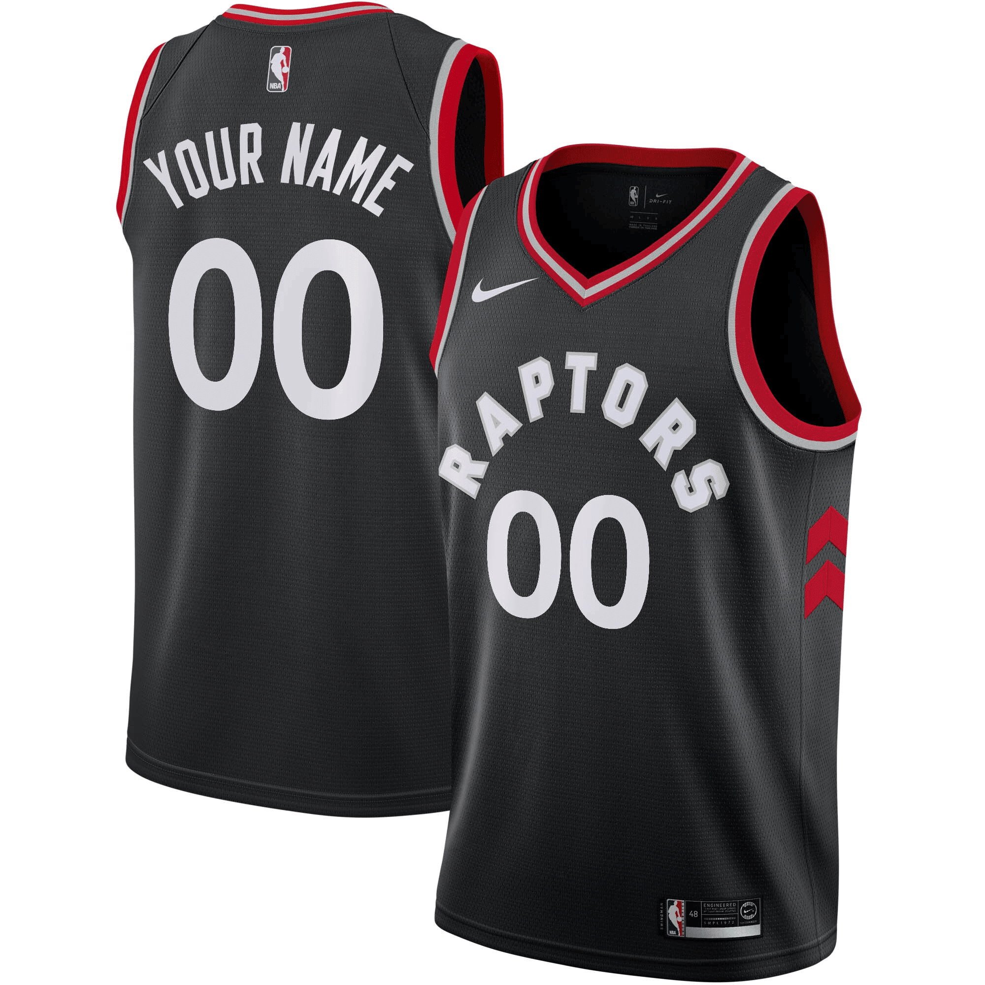 Toronto Raptors Custom Swingman Jersey Black - Statement Edition Jersey - JS234