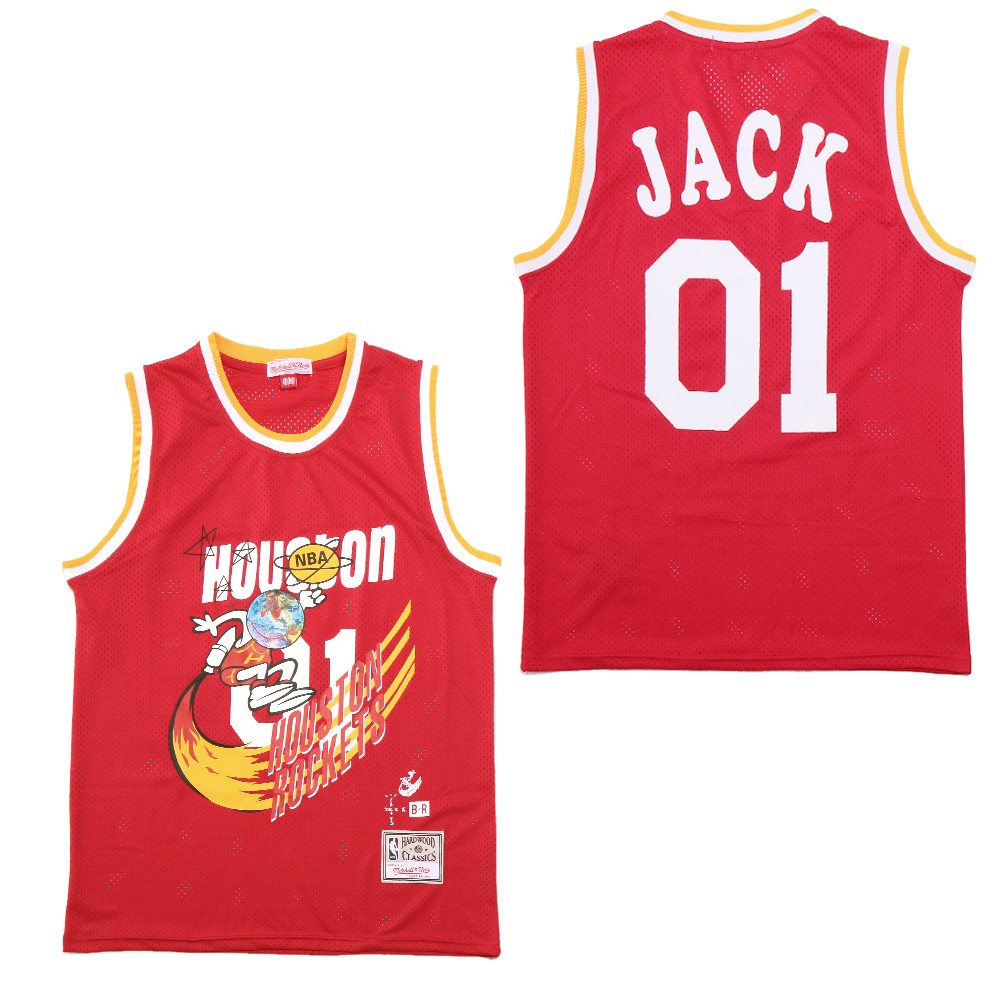 Travis Scott x BR x Houston Rockets Retro Jersey- Red - JS919