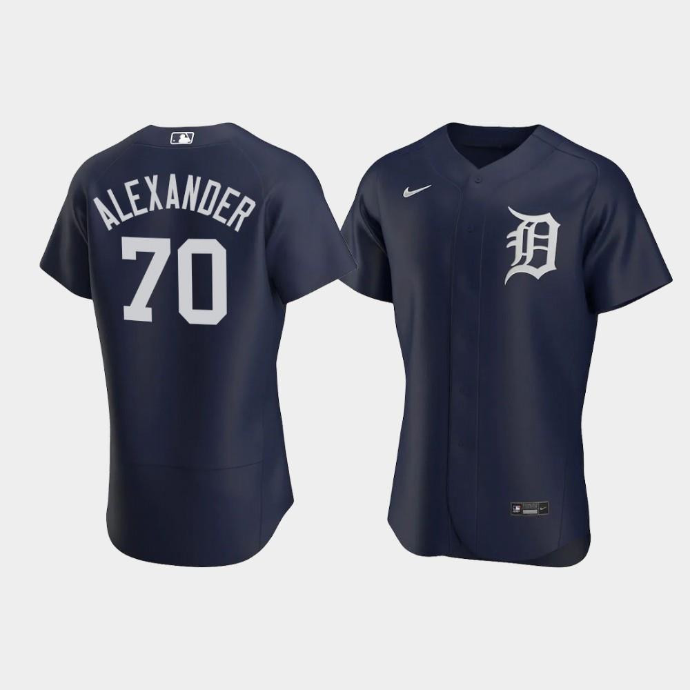 Tyler Alexander 70 Detroit Tigers Team Logo Navy Alternate Jersey Jersey