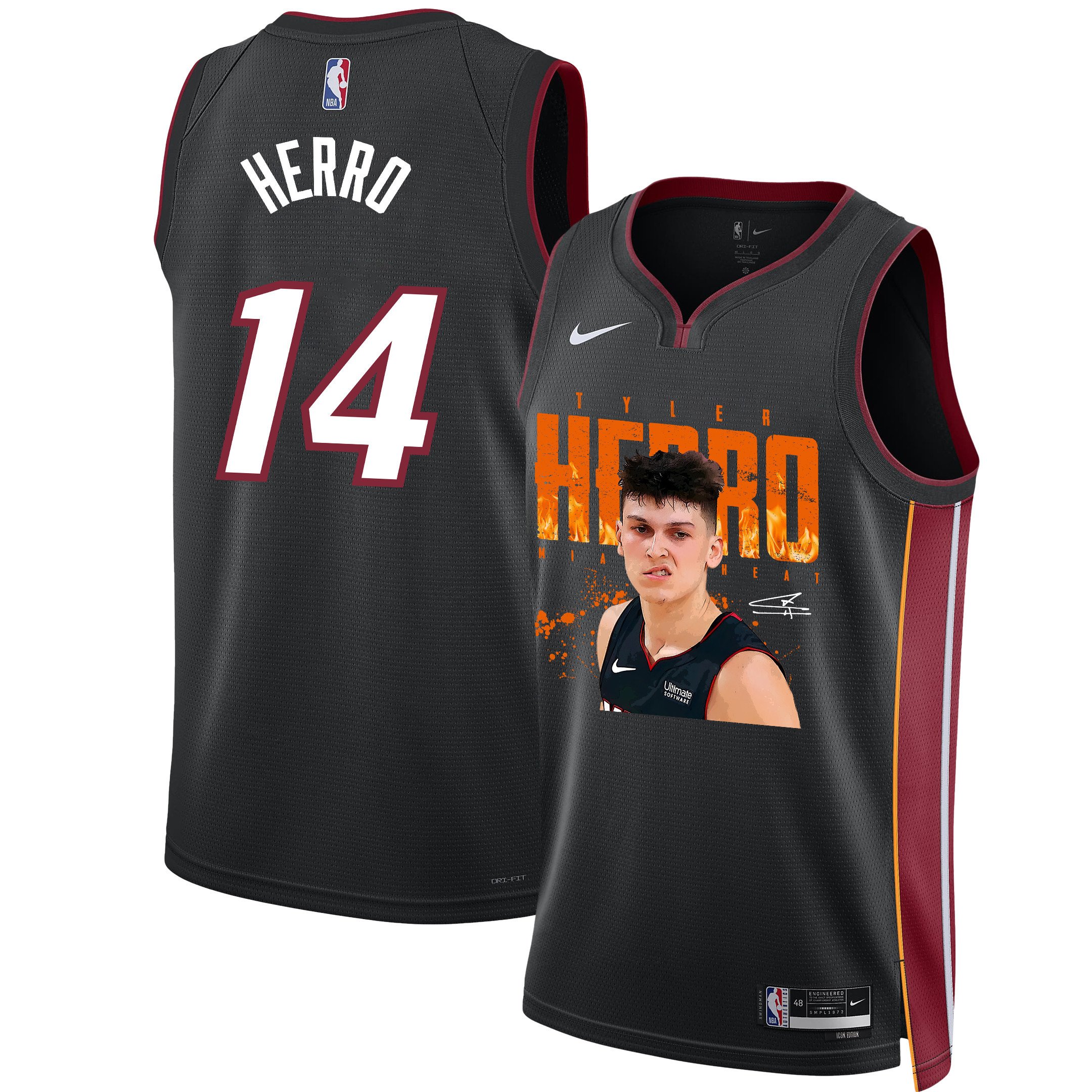 Tyler Herro 14 Miami Heat Emerging Shooting Star 2023 NBA Champions Swingman Jersey - Black - JS954