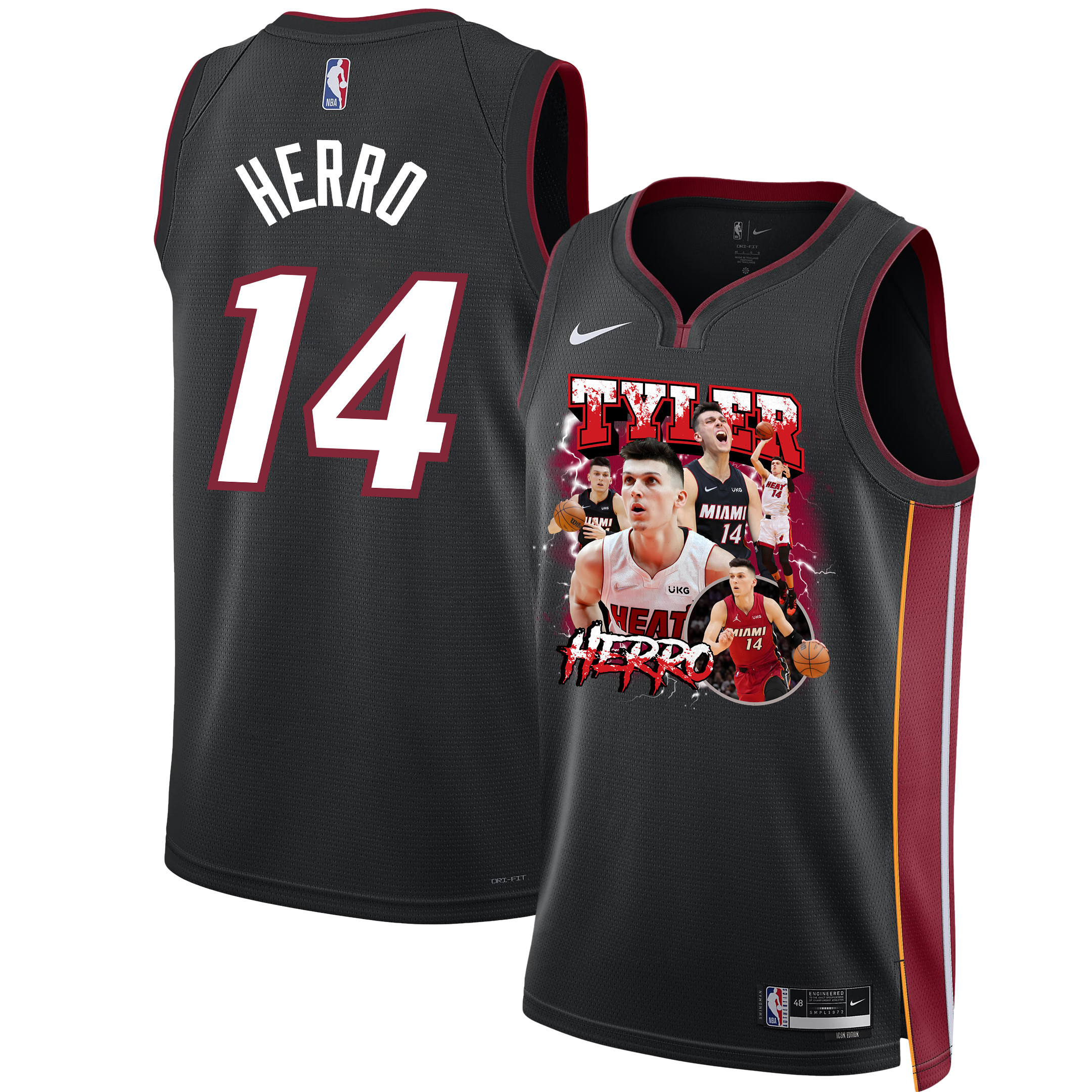 Tyler Herro 14 Miami Heat Scorching Success 2023 Champions Swingman Jersey - Black - JS698
