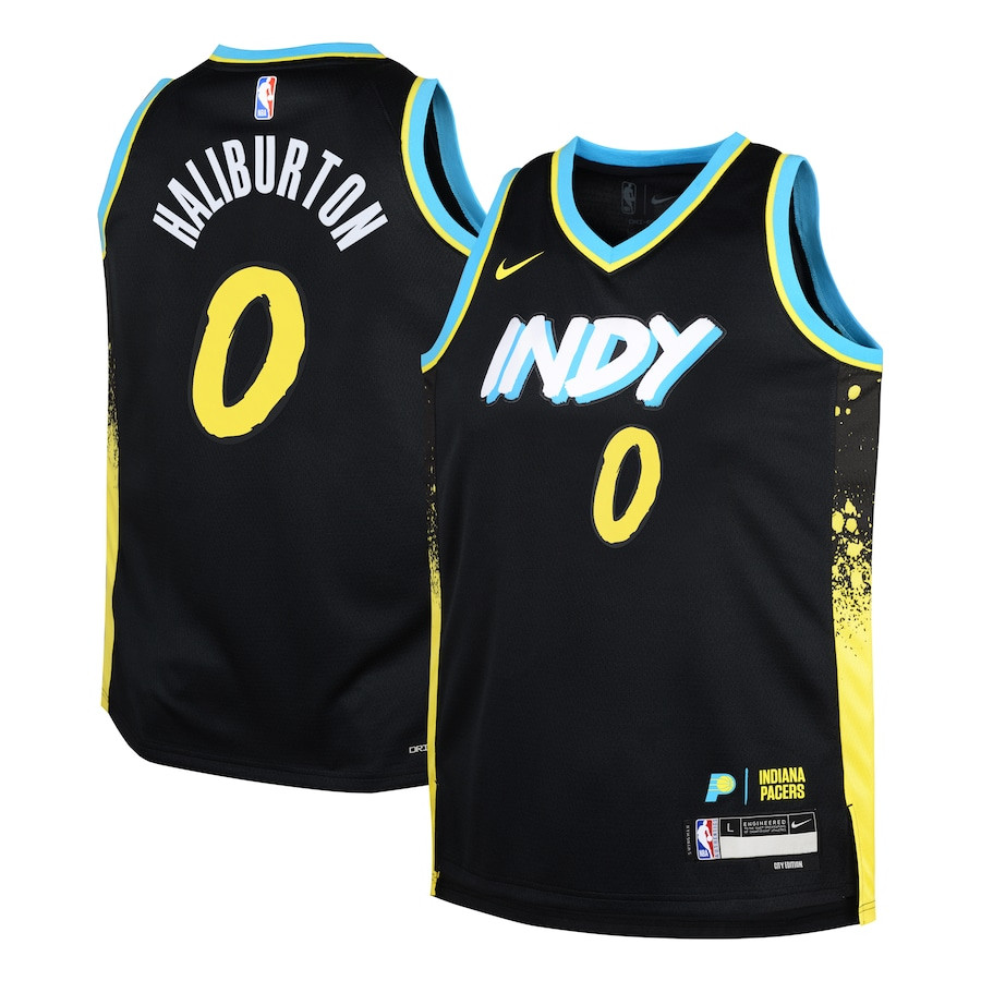 Tyrese Haliburton 0 Indiana Pacers 2023/24 City Edition Swingman YOUTH Jersey - Black - JS154