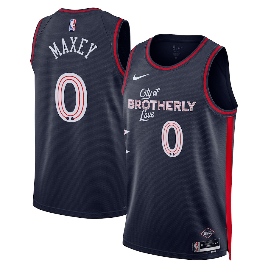 Tyrese Maxey 0 Philadelphia 76ers 2023/24 City Edition Swingman Jersey - Navy - JS354