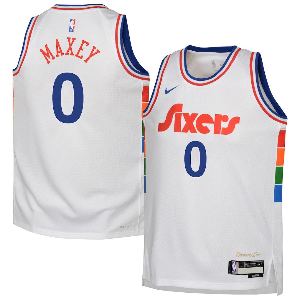 Tyrese Maxey 0 Philadelphia 76ers 2024/25 Swingman Player YOUTH Jersey - City Edition - White - JS432
