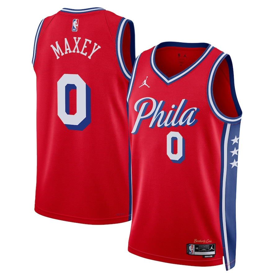 Tyrese Maxey 0 Philadelphia 76ers Unisex Swingman Jersey - Statement Edition - Red - JS876